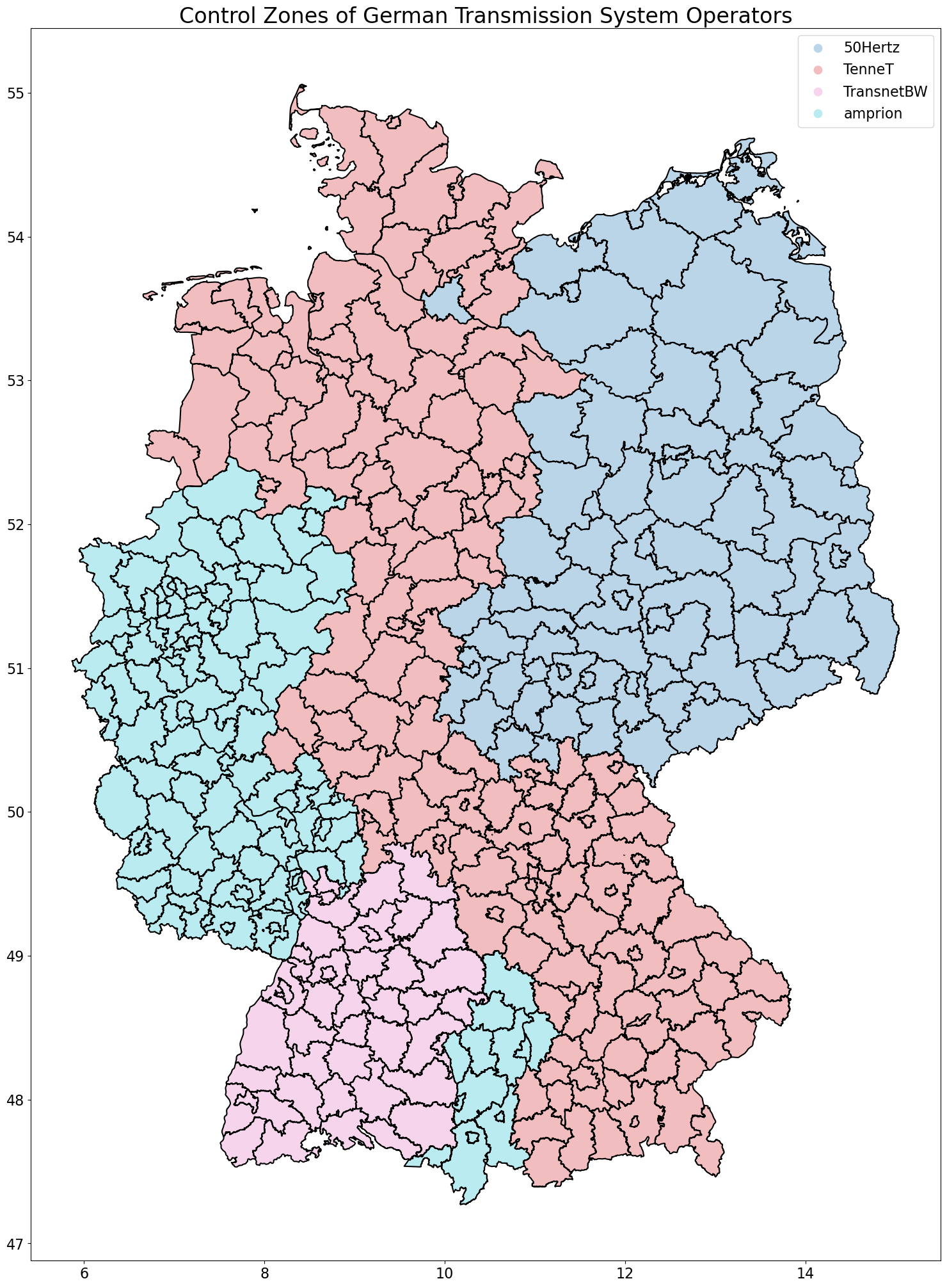 Mapping of districts to control zones of German Transmission System ...